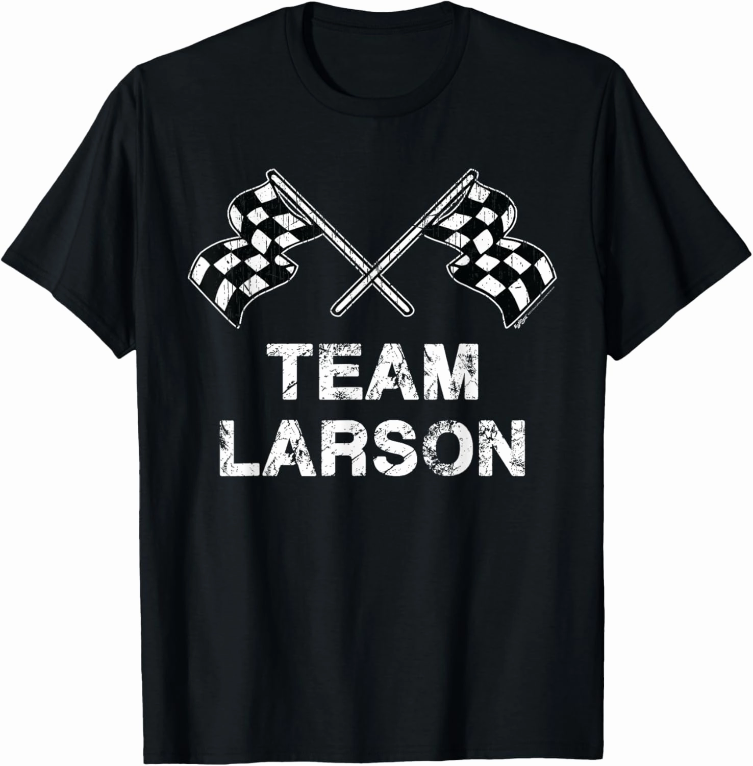 Vintage Team Larson Family Name Checkered Flag Racing T-Shirt
