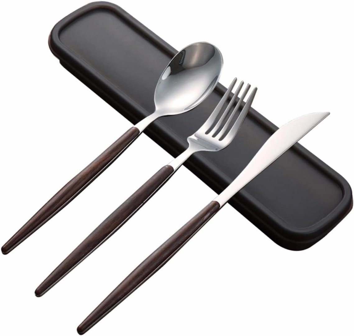 VOSAREA Travel Picnic Essential 4pcs Stainless Steel Set Western Style Tableware for Occasions
