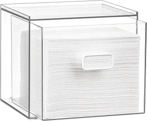 Vtopmart Disposable Facial Towels Storage Drawer Compatible with Clean Skin Club Towel XL,Acrylic Box Hold 50 Count,Stylish and Functional Bathroom Accessory for Coutertop Organization