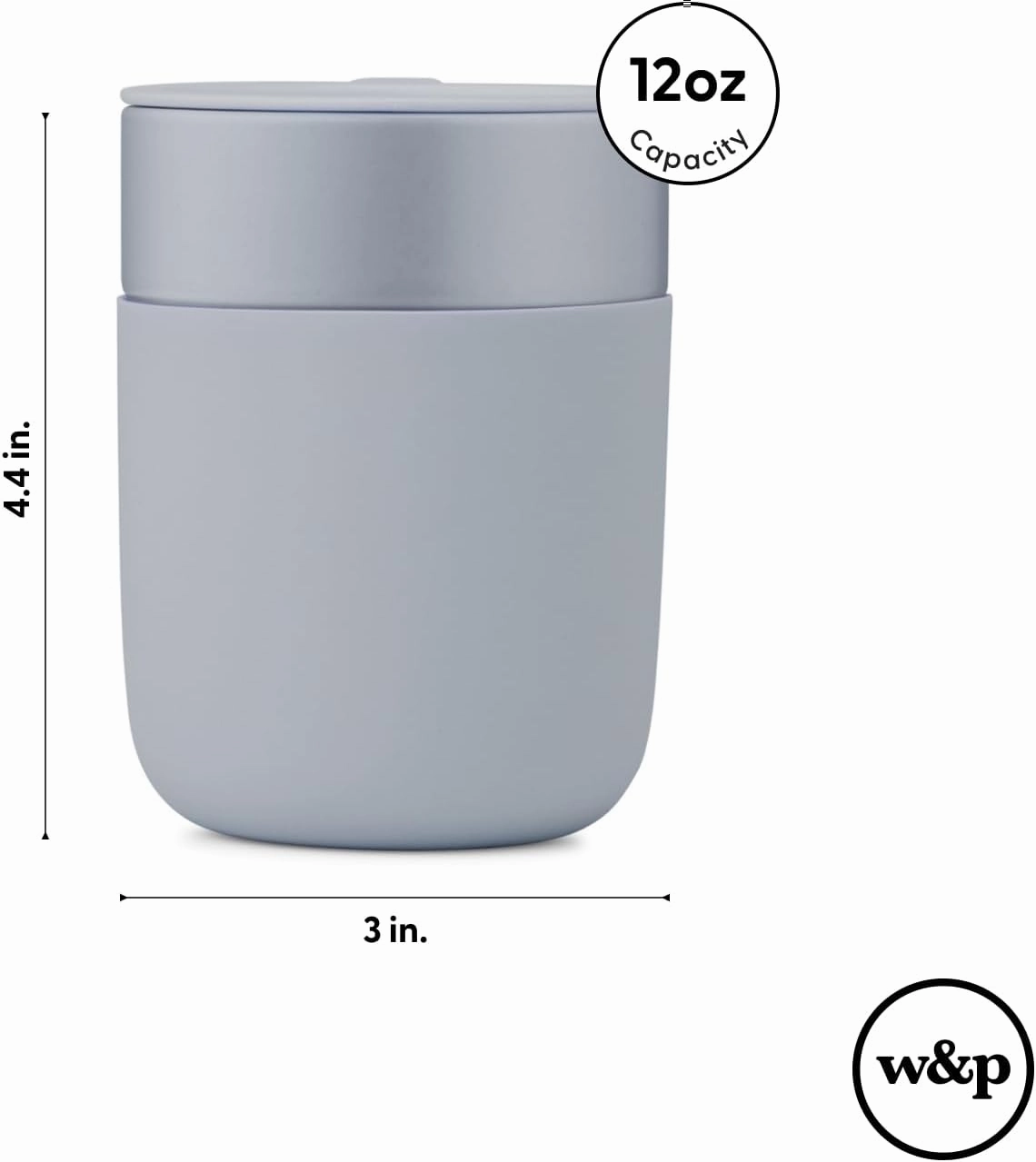 W&P Porter Ceramic Mug w/ Protective Silicone Sleeve, Cream 12 Ounces | On-the-Go | No Seal Tight | Reusable Cup for Coffee or Tea | Portable | Dishwasher Safe (WP-PMC-CM)