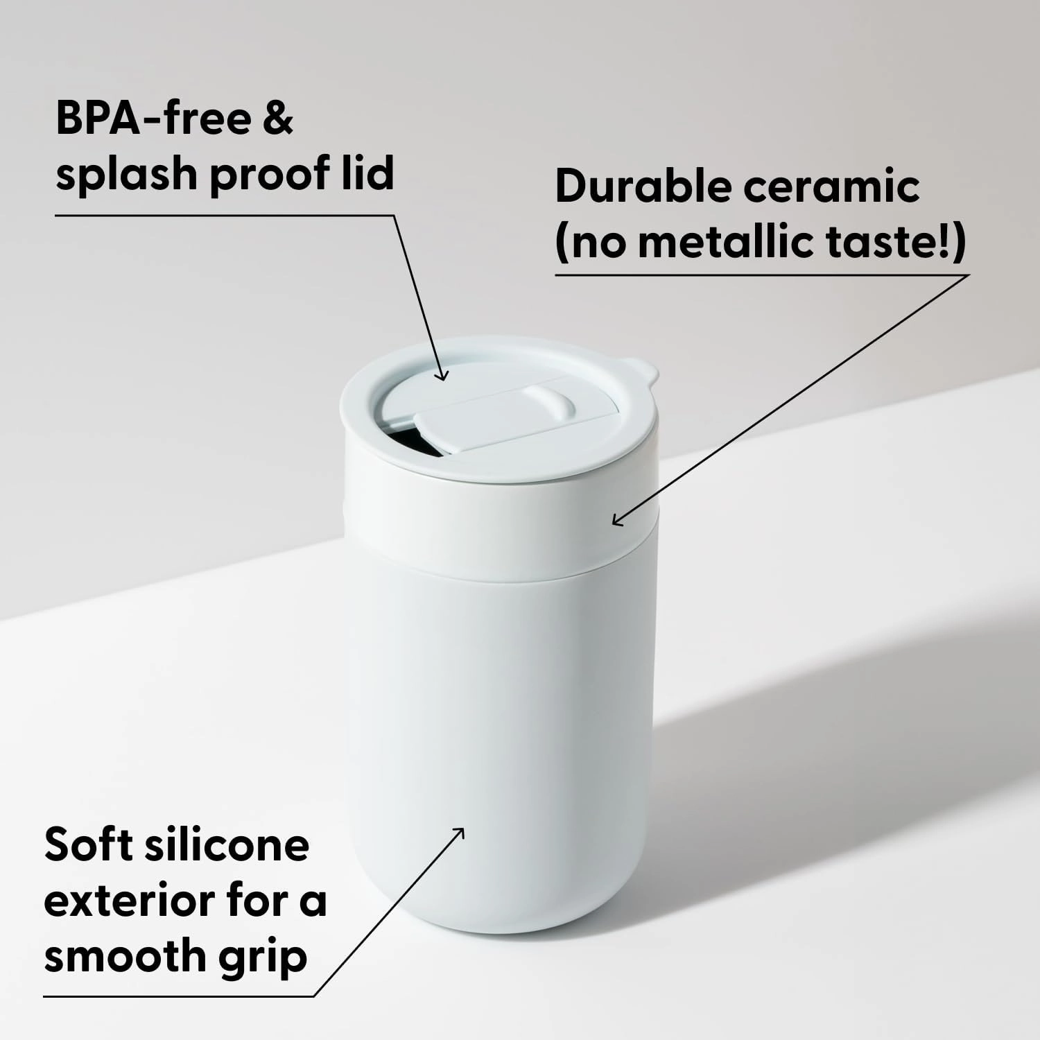 W&P Porter Ceramic Mug w/ Protective Silicone Sleeve, Terrazzo Charcoal 16 Ounces | On-the-Go | Reusable Cup for Coffee or Tea | Portable | Dishwasher Safe