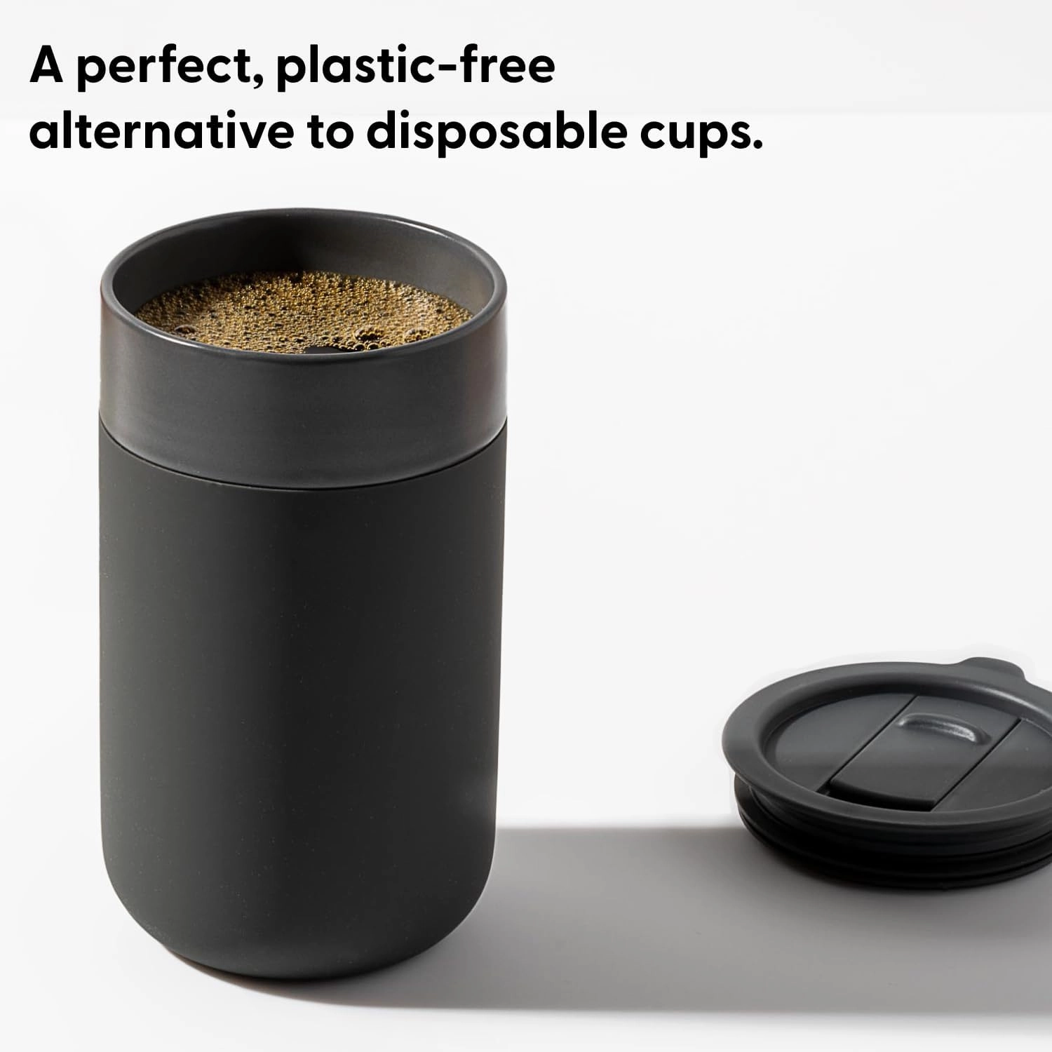 W&P Porter Ceramic Mug w/ Protective Silicone Sleeve, Terrazzo Charcoal 16 Ounces | On-the-Go | Reusable Cup for Coffee or Tea | Portable | Dishwasher Safe