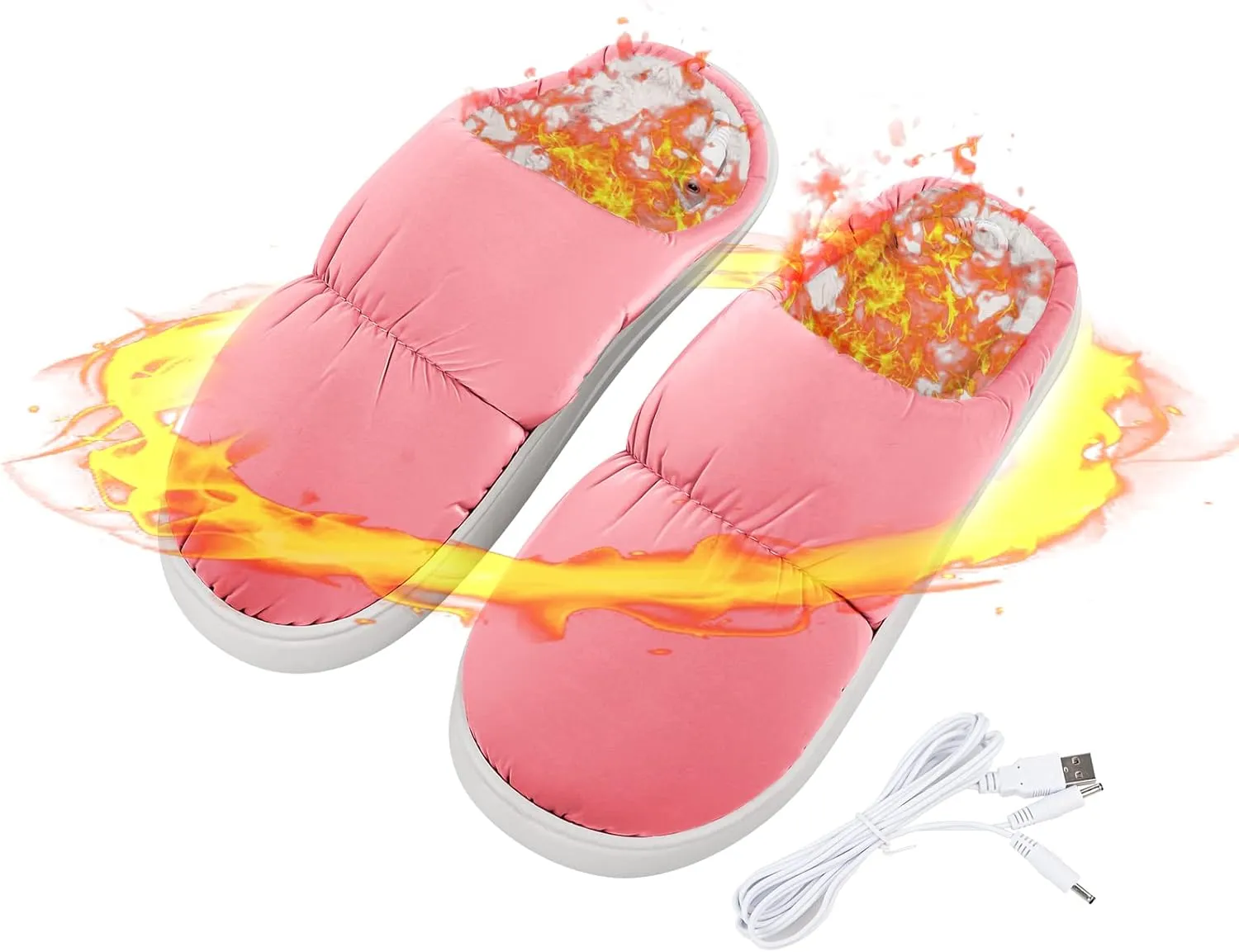 Warm Heated Slippers, USB Electric Foot Warmer Microwavable Slippers Rechargeable Heating Insole Bootie Slippers for Men Women Bed Under Desk Home Indoor