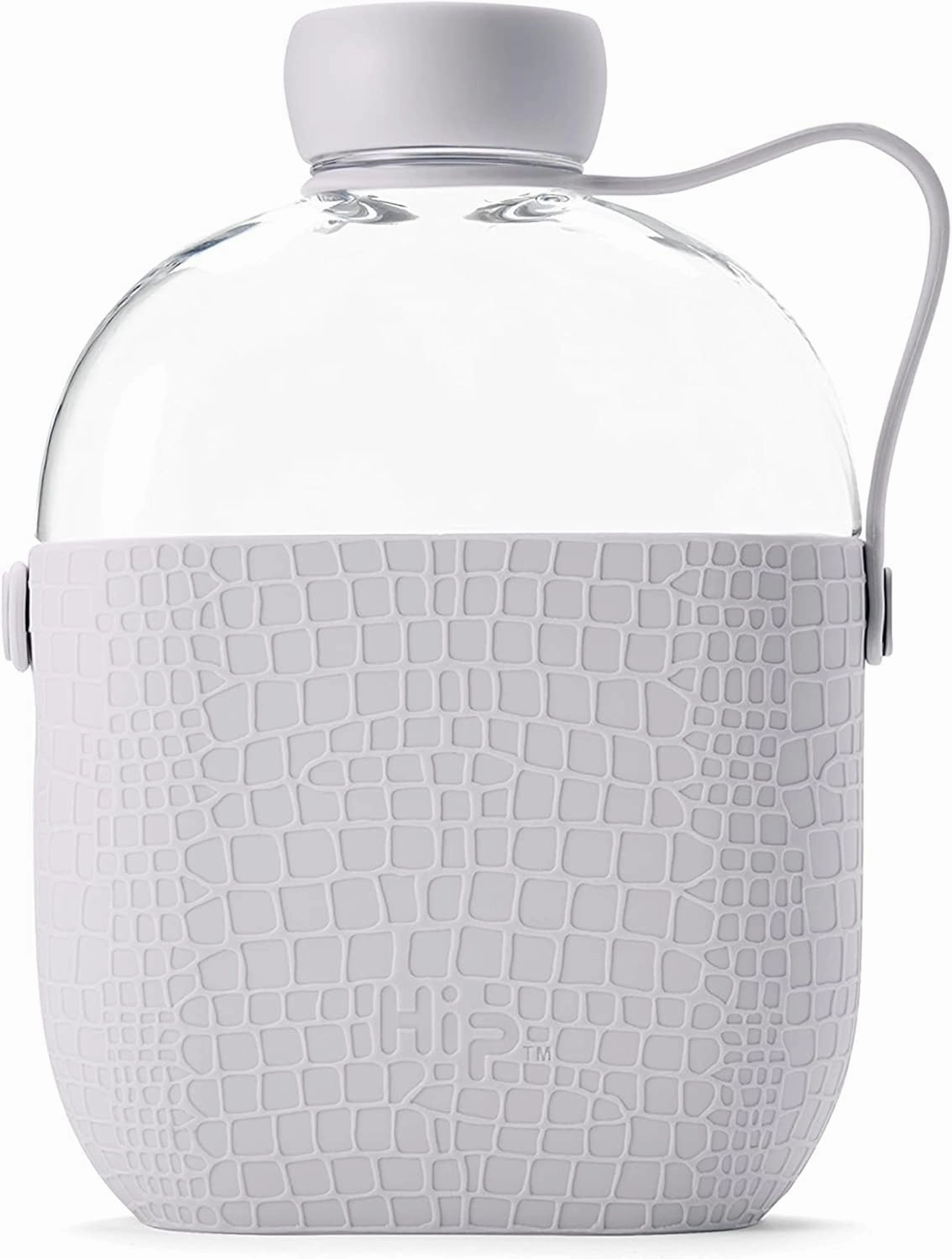 Water Bottle - 650ml / 20oz Capacity - Slim Reusable Bottles with Silicone Grip Sleeve and Carry Loop - Leak Proof Screw-Top Cap - Dishwasher Safe - Cloud