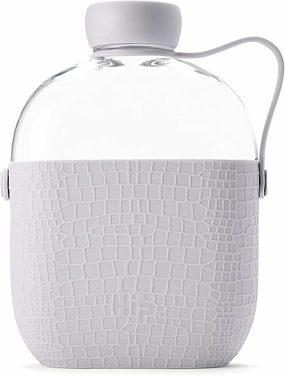Water Bottle - 650ml / 20oz Capacity - Slim Reusable Bottles with Silicone Grip Sleeve and Carry Loop - Leak Proof Screw-Top Cap - Dishwasher Safe - Cloud