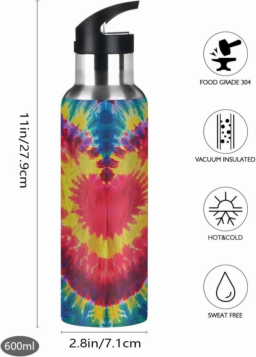 Water Bottle Stainless Steel, Rendering Love Insulated Sports Bottle with Straw, BPA Free Reusable Bottles for Fitness, Travel & Outdoor Activities