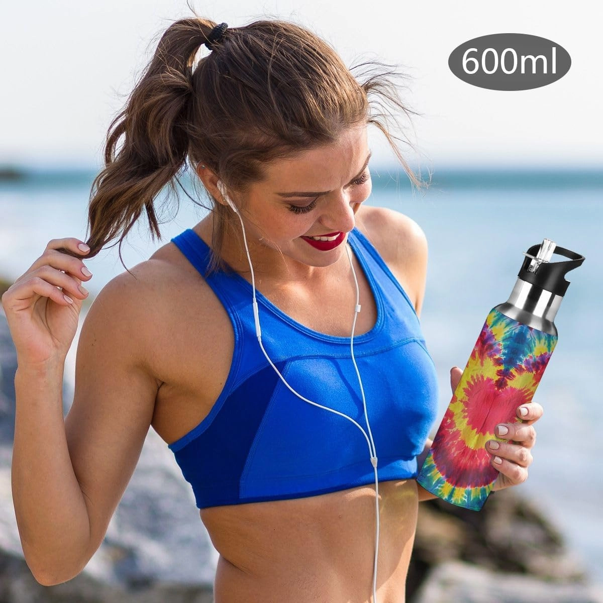 Water Bottle Stainless Steel, Rendering Love Insulated Sports Bottle with Straw, BPA Free Reusable Bottles for Fitness, Travel & Outdoor Activities