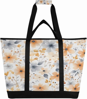 Watercolor Flowers Reusable Insulated Lunchbox Cooler Bag, Leakproof Kitchen Grocery Bag Collapsible Portable Cooler Tote Bag for Picnic, Camping, Office, Travel