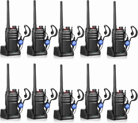 Waterproof walkie talkies for Adults, Work,and Outdoor. walkie talkies Long Range with Headphones and Fast Charger Dock，Handheld Two Way radios Rechargeable NOAA walkie Talkie (10 Pack)