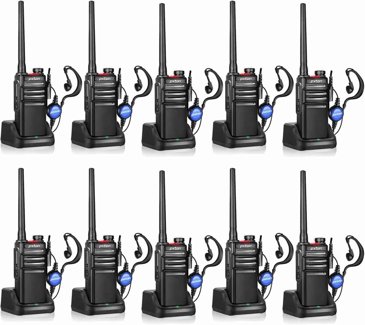Waterproof walkie talkies for Adults, Work,and Outdoor. walkie talkies Long Range with Headphones and Fast Charger Dock，Handheld Two Way radios Rechargeable NOAA walkie Talkie (10 Pack)