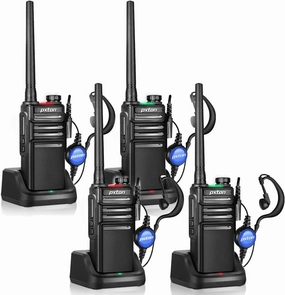 Waterproof walkie talkies Long Range for Adults with Headphones and Charger Dock，GMRS Handheld Two Way radios Rechargeable NOAA walkie Talkie (4 Pack)