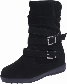 Western Cowboy Booties Side Zipper Wide Calf Ankle Boots Comfy Winter Fall Walking Hiking Travel Shoes with Buckle Strap Classic Pull On Tabs Stylish Suede Party Boots for Women