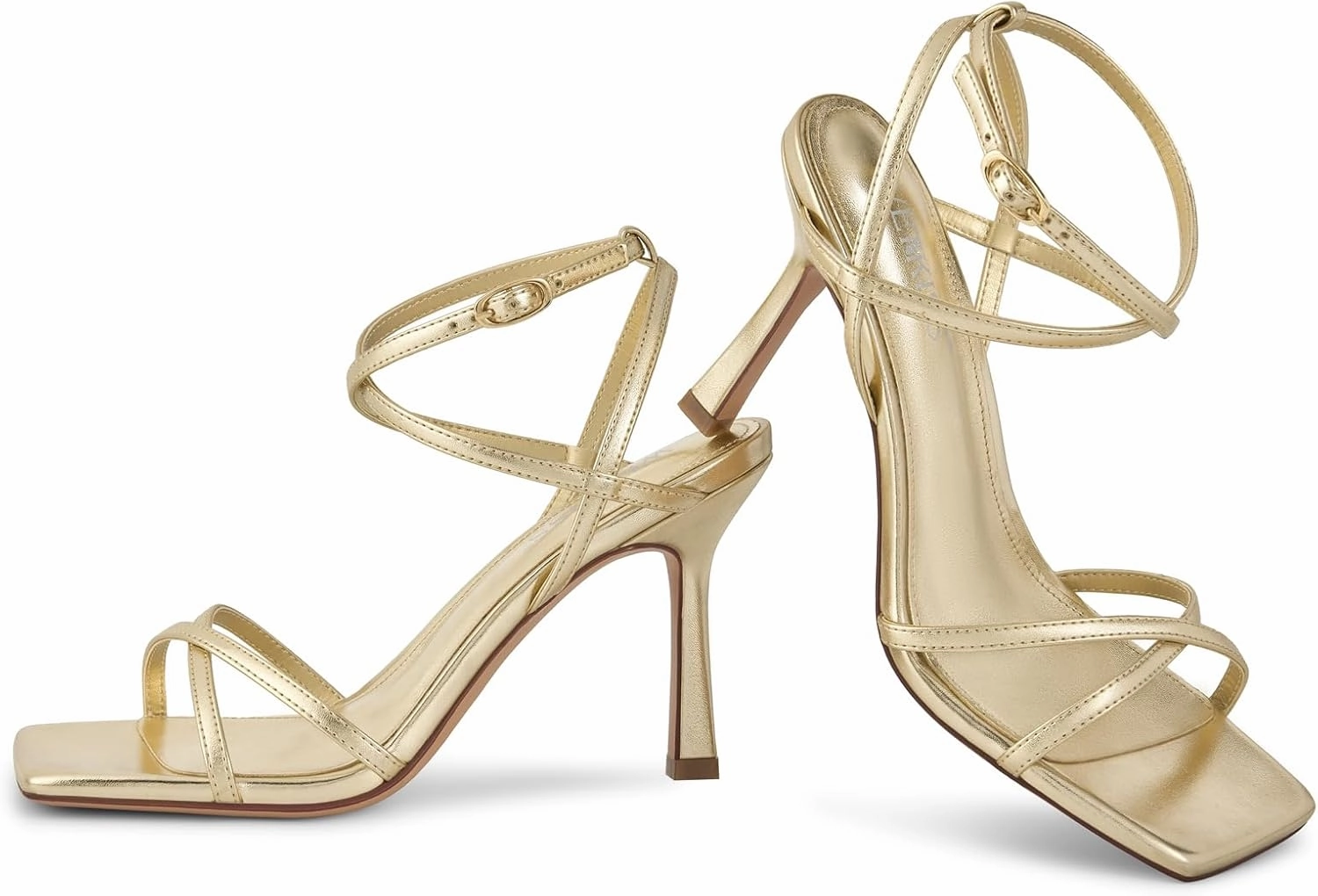 wetkiss Strappy Heels Women Stiletto High Heeled Sandals Adjustable Ankle Strap Square Open Toe For Homecoming Party Dress Wedding