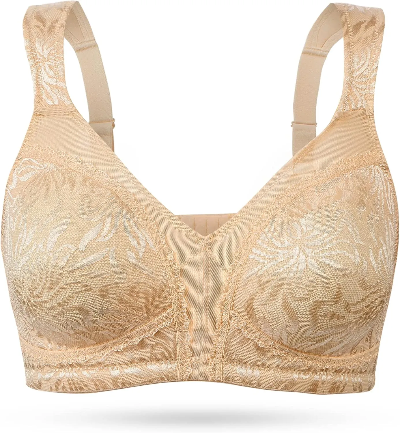 Wingslove Women's Full Coverage Non Padded Comfort Minimizer Wire-Free Bra Plus Size