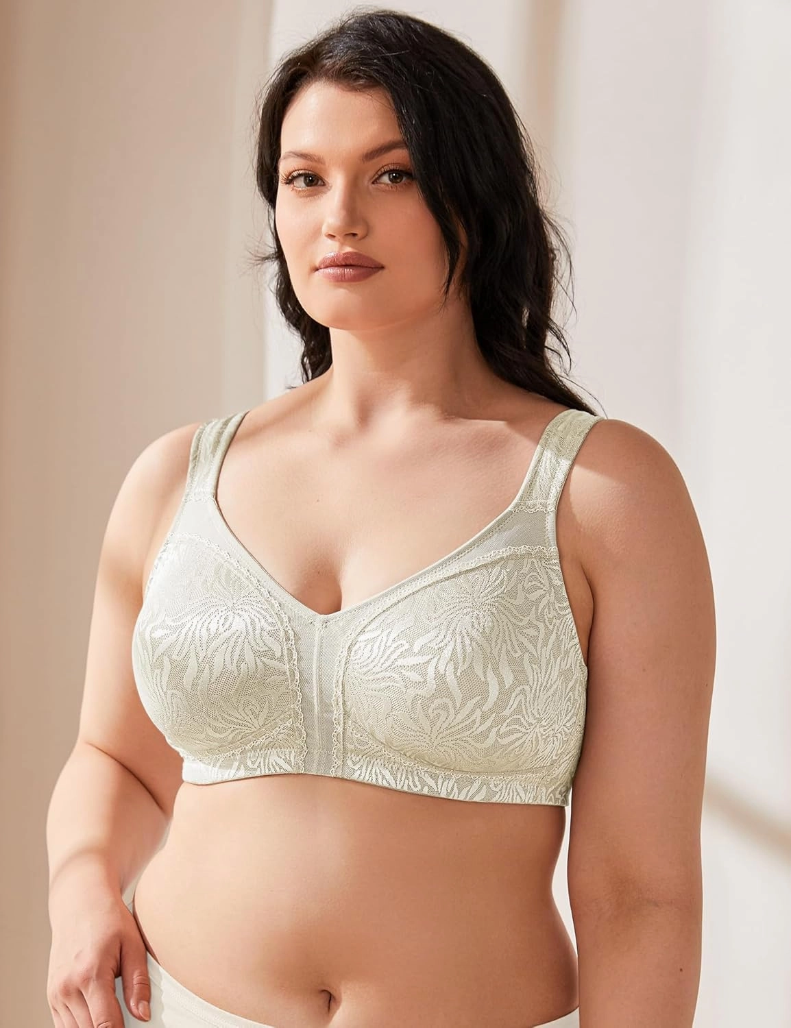 Wingslove Women's Full Coverage Non Padded Comfort Minimizer Wire-Free Bra Plus Size
