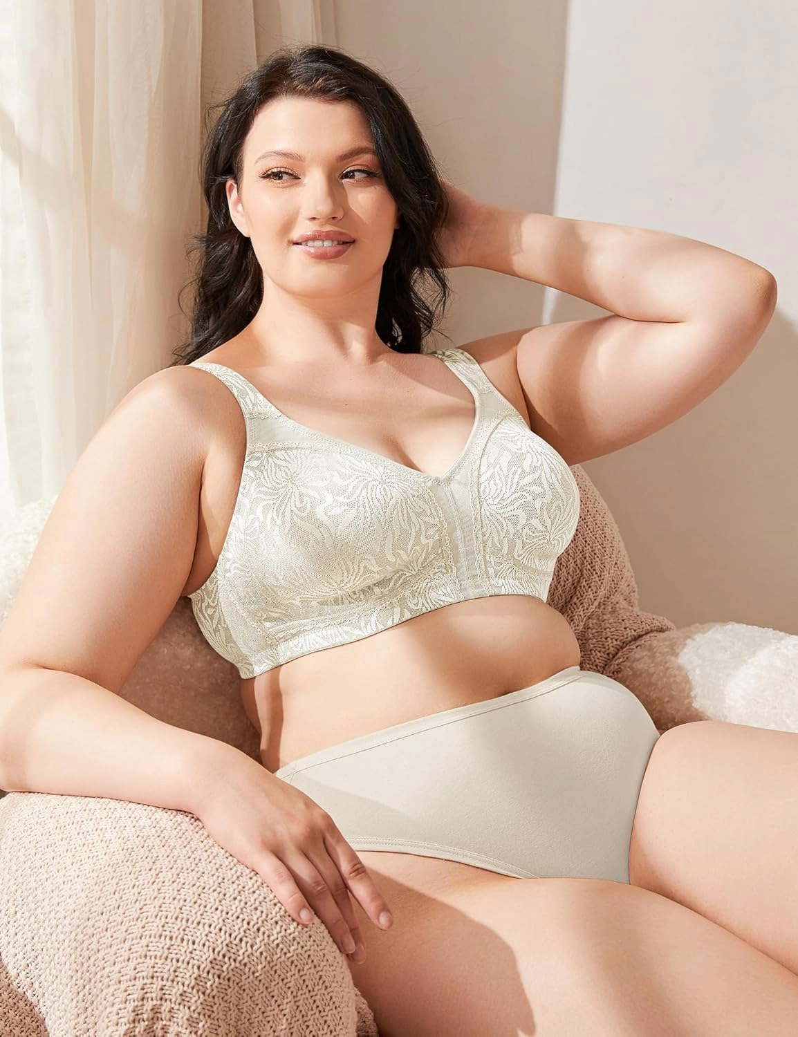 Wingslove Women's Full Coverage Non Padded Comfort Minimizer Wire-Free Bra Plus Size