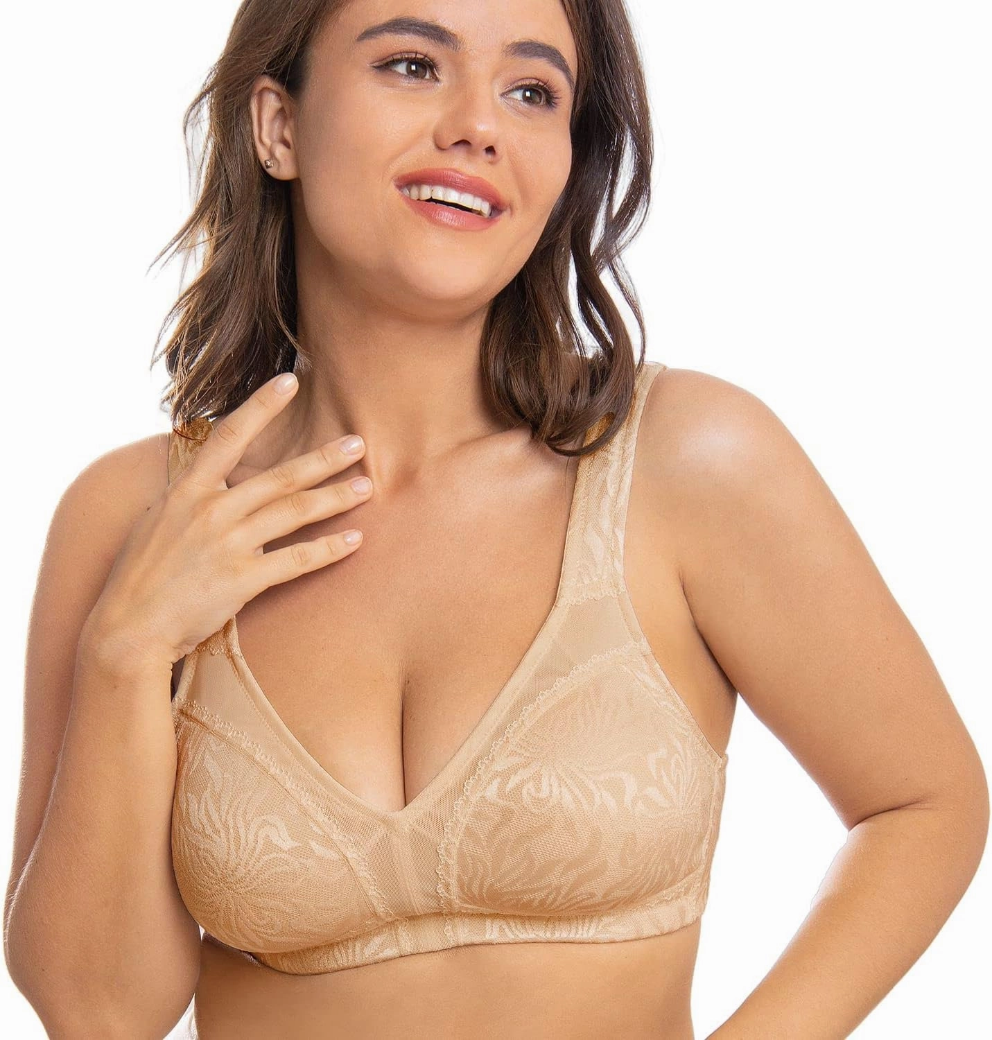 Wingslove Women's Full Coverage Non Padded Comfort Minimizer Wire-Free Bra Plus Size