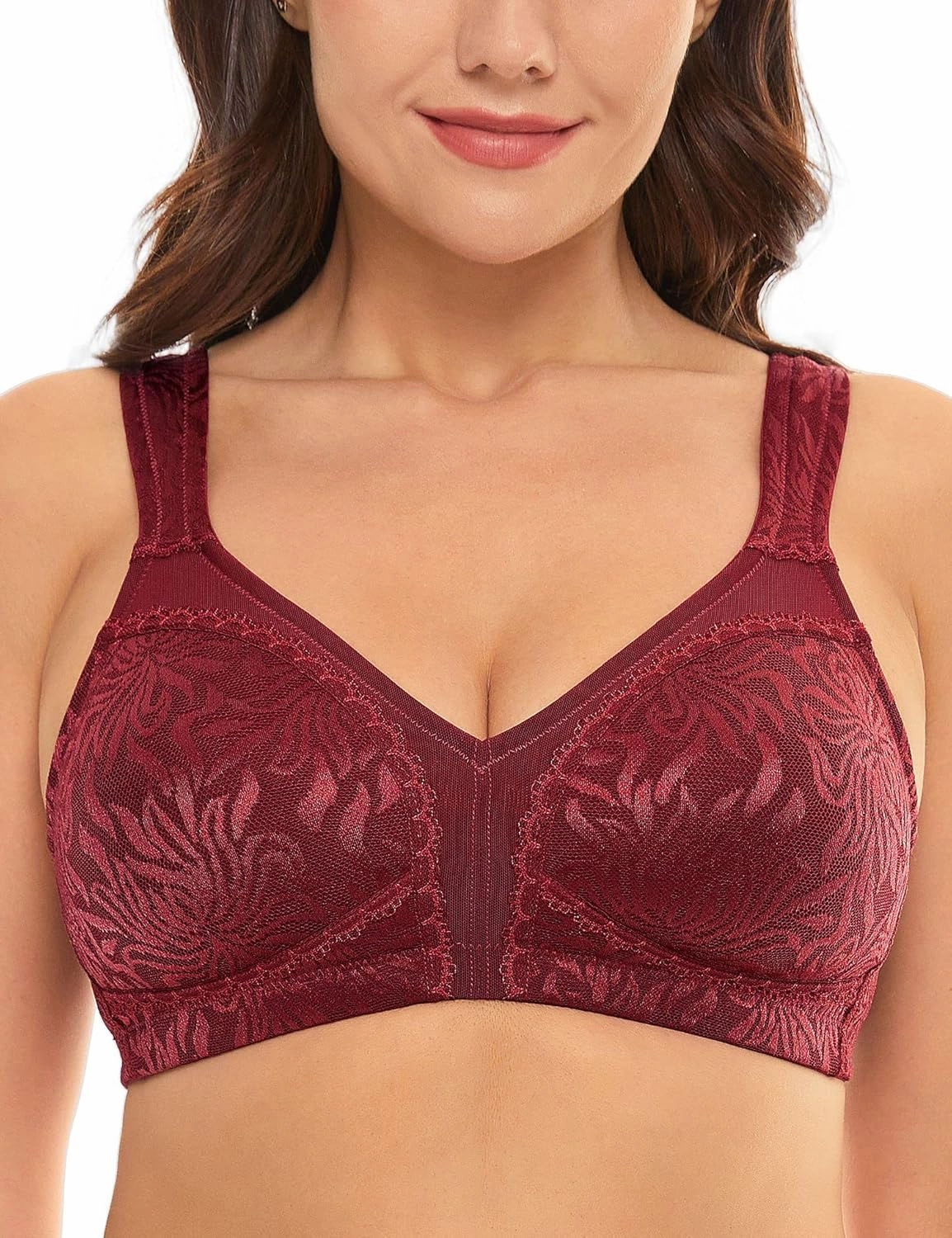 Wingslove Women's Full Coverage Non Padded Comfort Minimizer Wire-Free Bra Plus Size