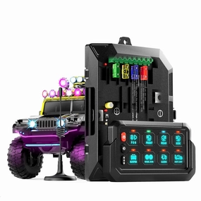 Wireless 8 Gang Switch Panel, Multifunction Touch Control, Electronic Relay System, Remote Control Up to 600FT, 12-24V Switch Panel for Offroad Truck UTV Boat, Waterproof