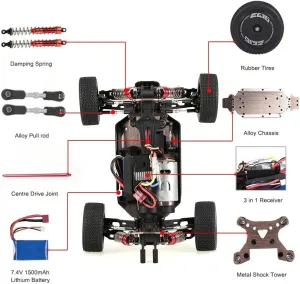 WLtoys High-Speed RC Car 144001 1:14 60KM/H 2.4G RC Car 4WD Electric High Speed Off-Road Remote Control Racing Drift Toys Car 1/14 for Children (144001 1500 2200)