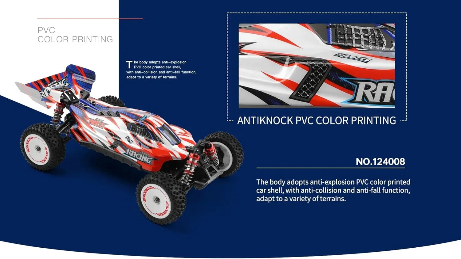 WLtoys xks 124008 60KM/H RC Car with 3S Battery Professional 1:12 Racing Car 4WD Brushless Electric High Speed Drift Remote Control Toys-1B(2000mAh)