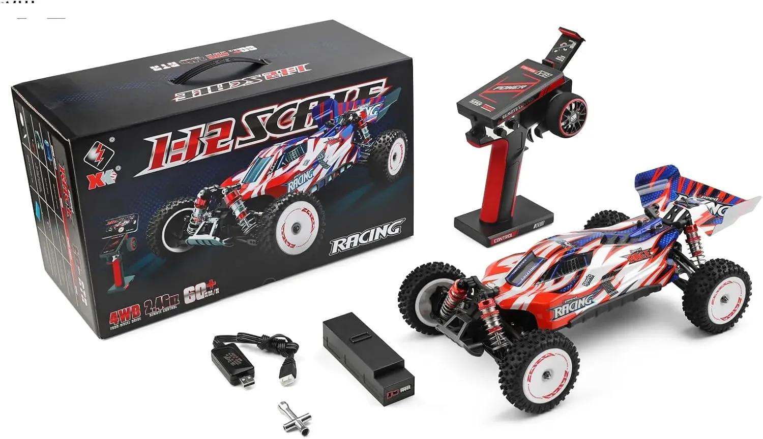 WLtoys xks 124008 60KM/H RC Car with 3S Battery Professional 1:12 Racing Car 4WD Brushless Electric High Speed Drift Remote Control Toys-1B(2000mAh)