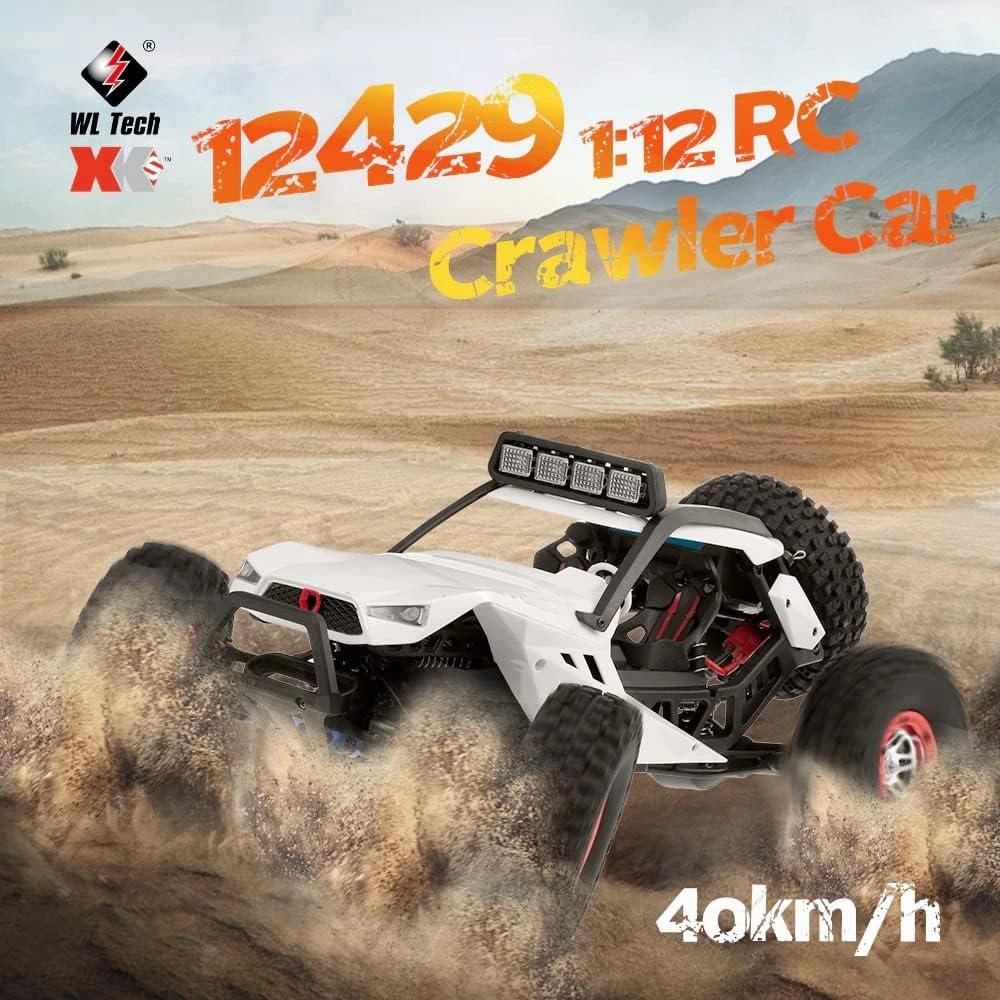 WLtoys High-Speed RC Car WL 12429 1/12 4WD RC Racing Car High Speed Off-Road Remote Control Alloy Crawler Truck LED Light Buggy Toy Kids Gift RTF (12429 1 * 1500)