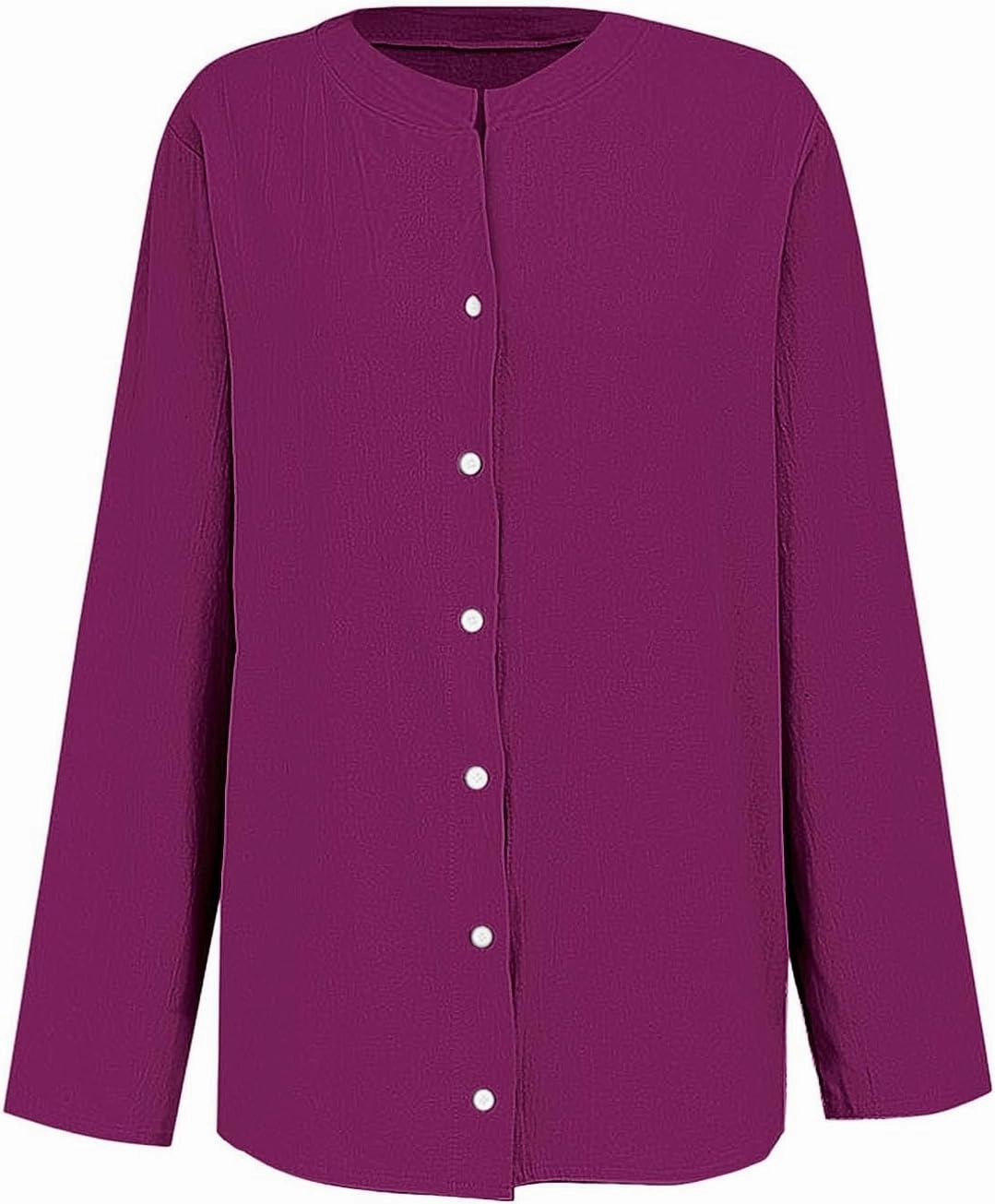 Women Cotton Linen Shirts Roll Up 3/4 Sleeve Summer Tops V Neck Button Down Blouse Loose Fit Casual Gauze Tee Shirt