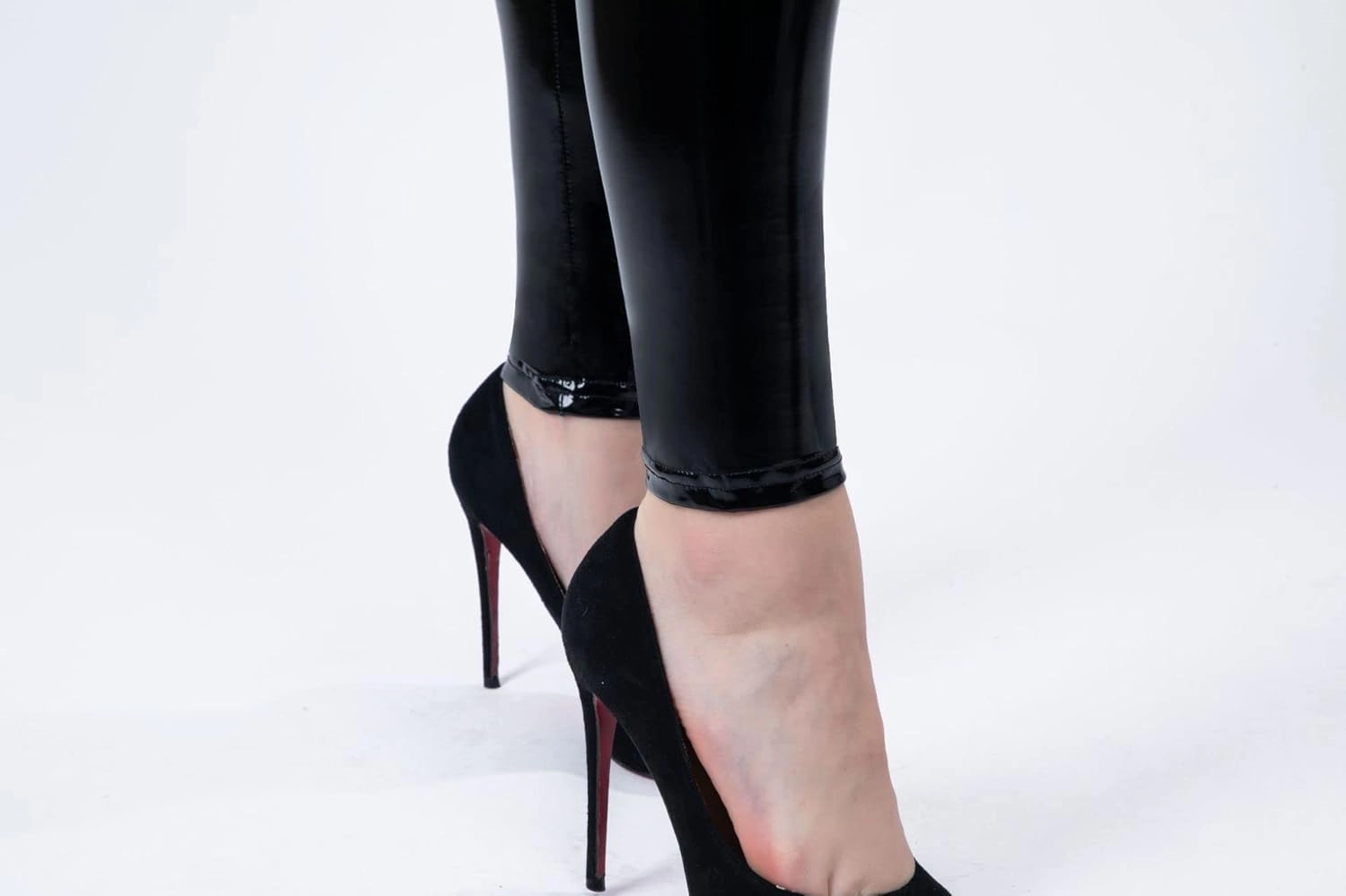 Women Mirror Faux Patent Leather Leggings Wet Look Reflective Shiny Stretch Tighten Pants High Waist Slim