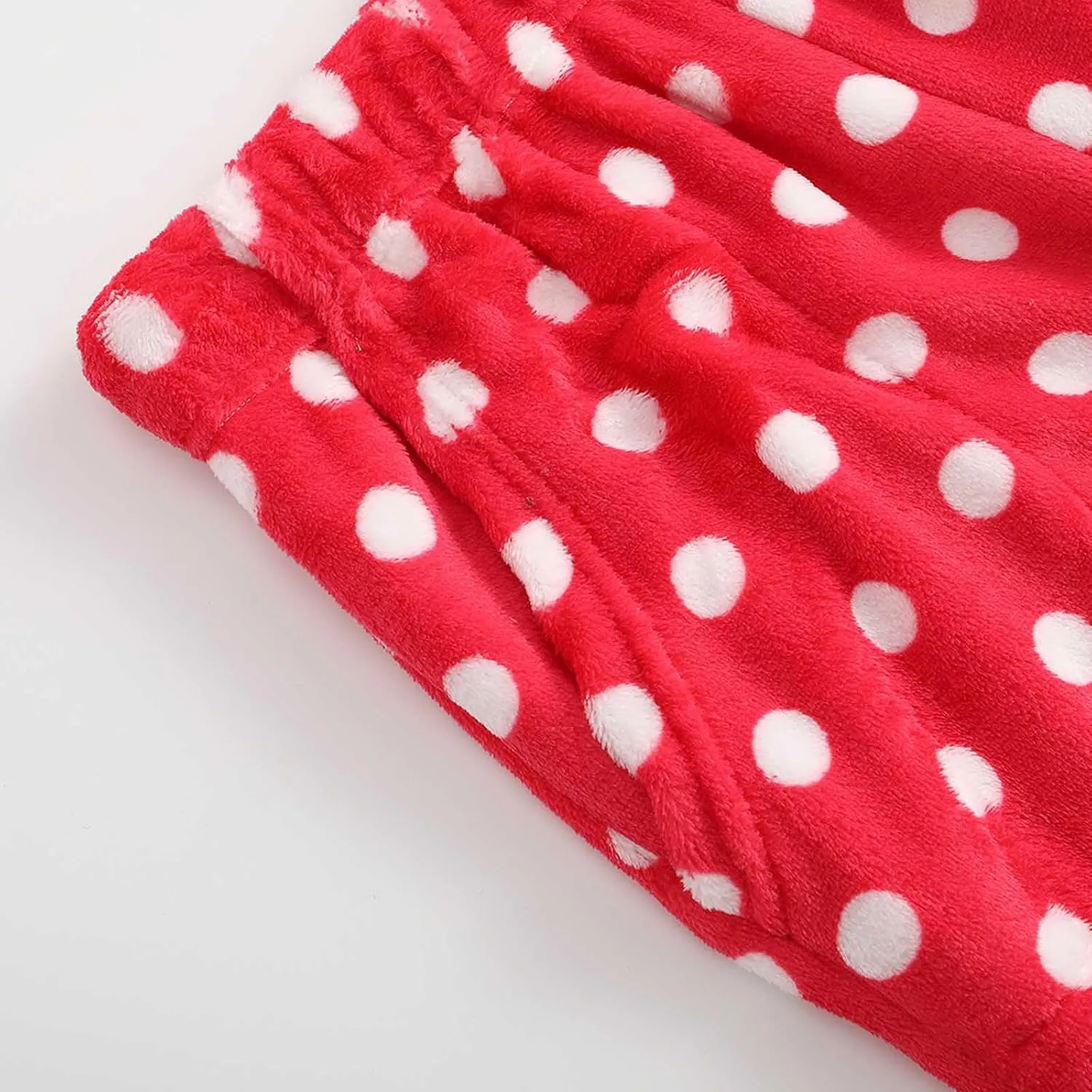 Womens Polka Dot Print Plush Pajama Pants Winter Warm Fleece Fuzzy Pj Bottoms Wide Leg Cozy Lounge Pants Sleepwear