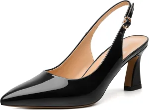 Women's Pumps Slingback Kitten Heels for Women Closed Pointed Toe Backless Pumps Wedding Party Dress Pumps Shoes