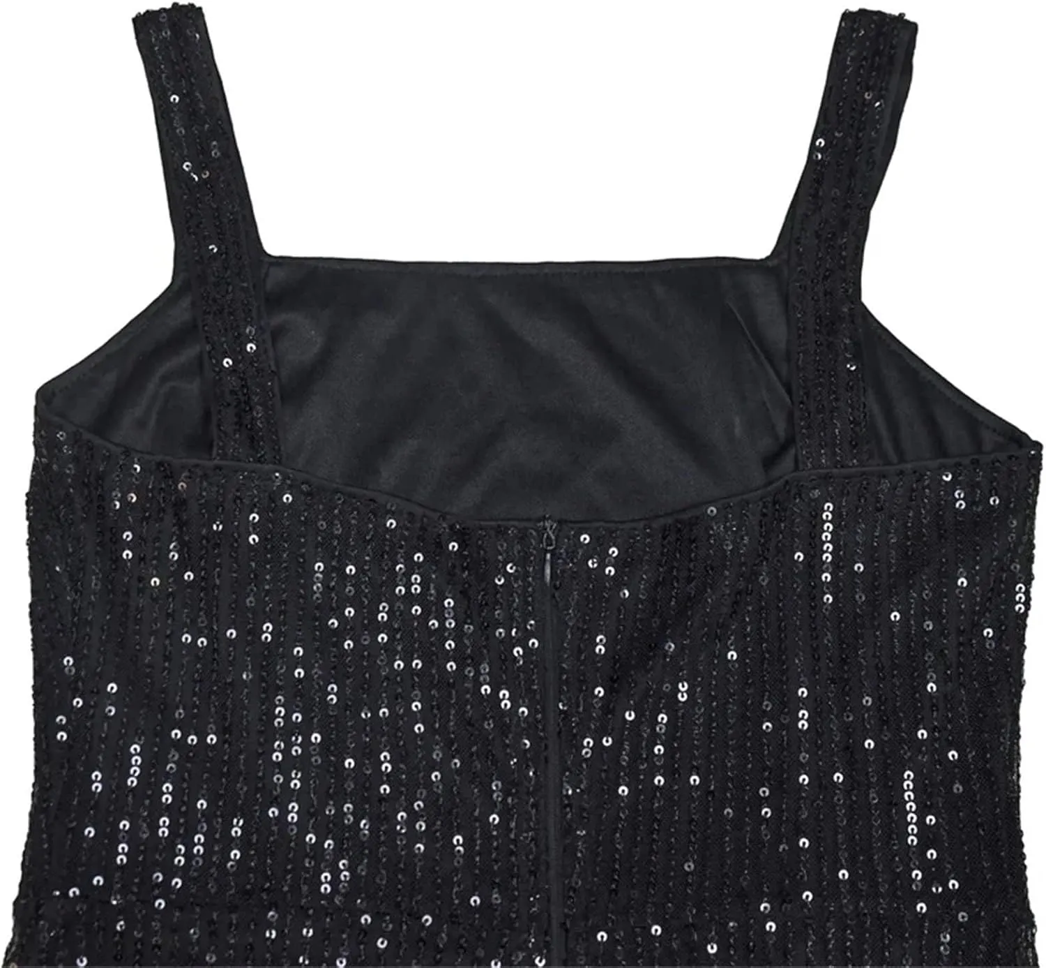 Womens Sleeveless Sexy Strecth Bodycon Sequins Mini Party Dresses Shiny Straps Square Collar Feather Night Club Dress
