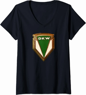 Womens DKW GERMAN AUTO UNION MFG CAR MAKER RETRO VINTAGE LOGO V-Neck T-Shirt