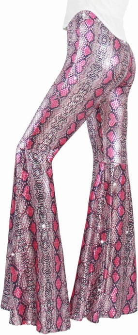 Womens Sequin Flare Pant Sparkly High Waisted Leg Bell Bottom Glitter Trousers Night Out Clubwear