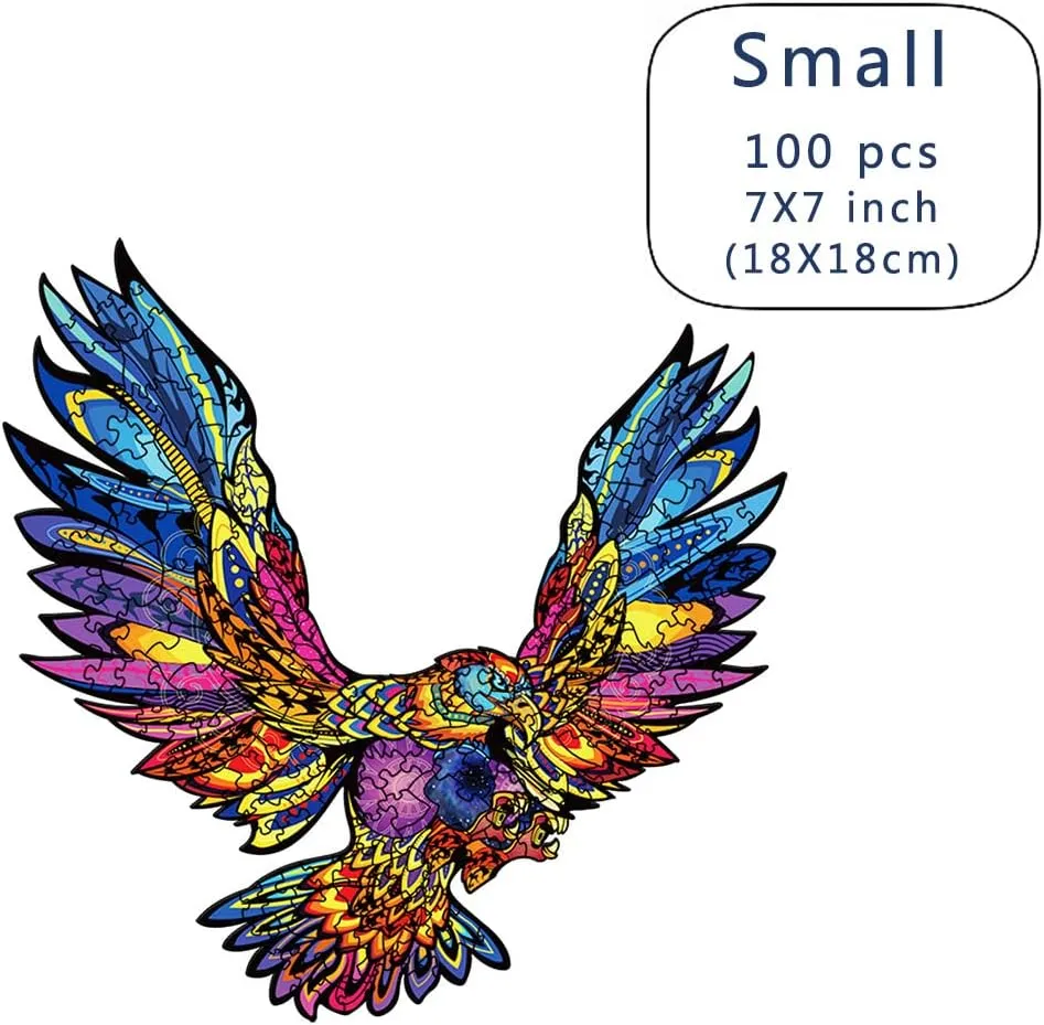 Wood Cut Puzzles, Wooden Jigsaw Puzzles, Animals Shaped Unique Wooden Puzzles for Adults and Kids, Cool Gadgets Magic Liberty Puzzles, American Eagle soars (Small)