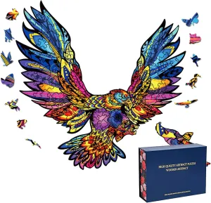 Wood Cut Puzzles, Wooden Jigsaw Puzzles, Animals Shaped Unique Wooden Puzzles for Adults and Kids, Cool Gadgets Magic Liberty Puzzles, American Eagle soars (Small)