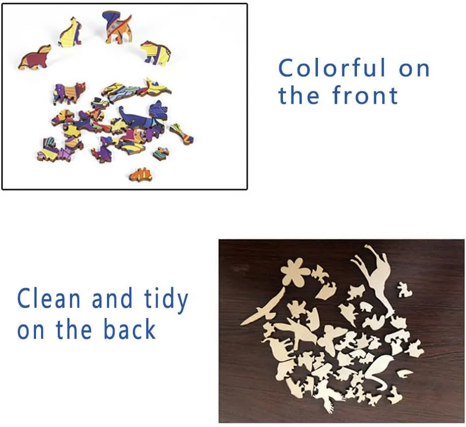 Wood Cut Puzzles, Wooden Jigsaw Puzzles, Animals Shaped Unique Wooden Puzzles for Adults and Kids, Cool Gadgets Magic Liberty Puzzles, Anime Golden Unicorn (Large 300 pcs)