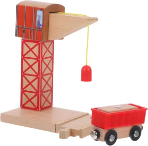 Wooden Rail Crane Toy Crane Accessory for Train Track Logic Memory Skills Smooth Design Compatible with Railway Playsets