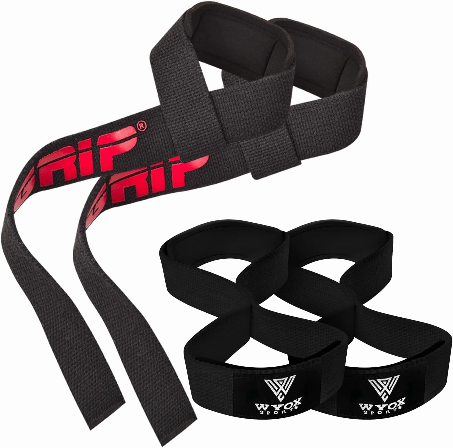 WYOX Weight Lifting Straps Bundle – Figure 8 & Lifting Straps 9 for Deadlifts, Powerlifting, Strength Training & Gym Workouts – Non-Slip Grip & Wrist Support