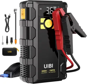 X5 Car Jump Starter with Air Compressor, 2000A Car Battery Jump Starter with 150PSI Tire Inflator Portable, Battery Jumper Starter, Jump Box for 8.0L Gas or 6.0L Diesel Vehicles