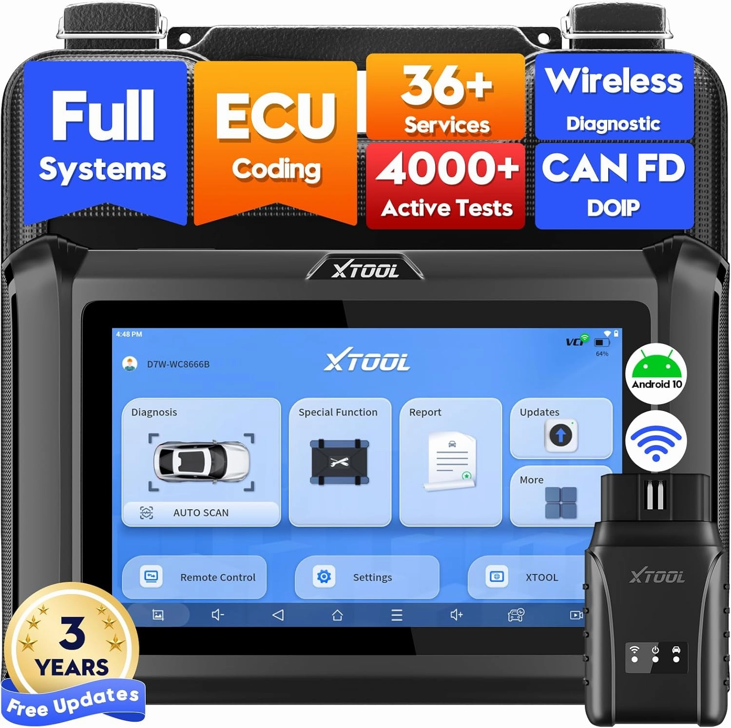 XTOOL D7W Wireless OBD2 Scanner Diagnostic Tool 2025 Upgraded Ver. of D7, Bidirectional Scan Tool, ECU Coding, 36  Resets, CAN FD & DoIP, All System Scanner for Car with 3-Year Update