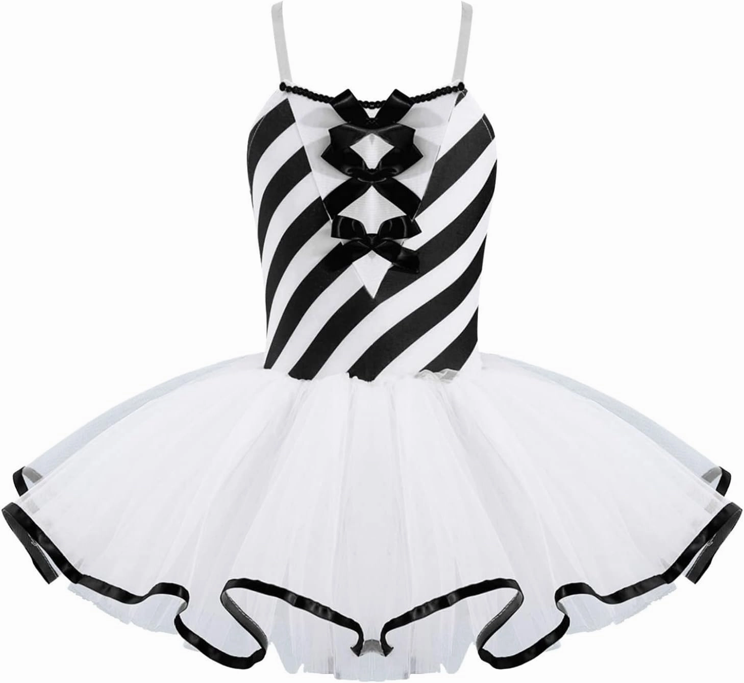 Yartina Kids Girls Christmas Mrs Santa Costume Sequins Striped Print Dance Tutu Leotard Dress Figure Ice Skating Outfits