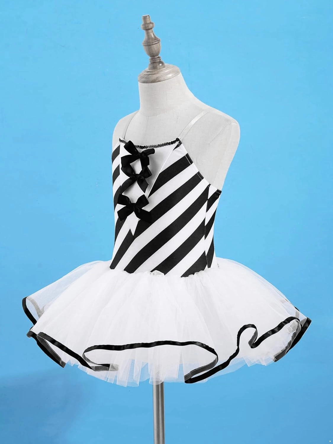 Yartina Kids Girls Christmas Mrs Santa Costume Sequins Striped Print Dance Tutu Leotard Dress Figure Ice Skating Outfits