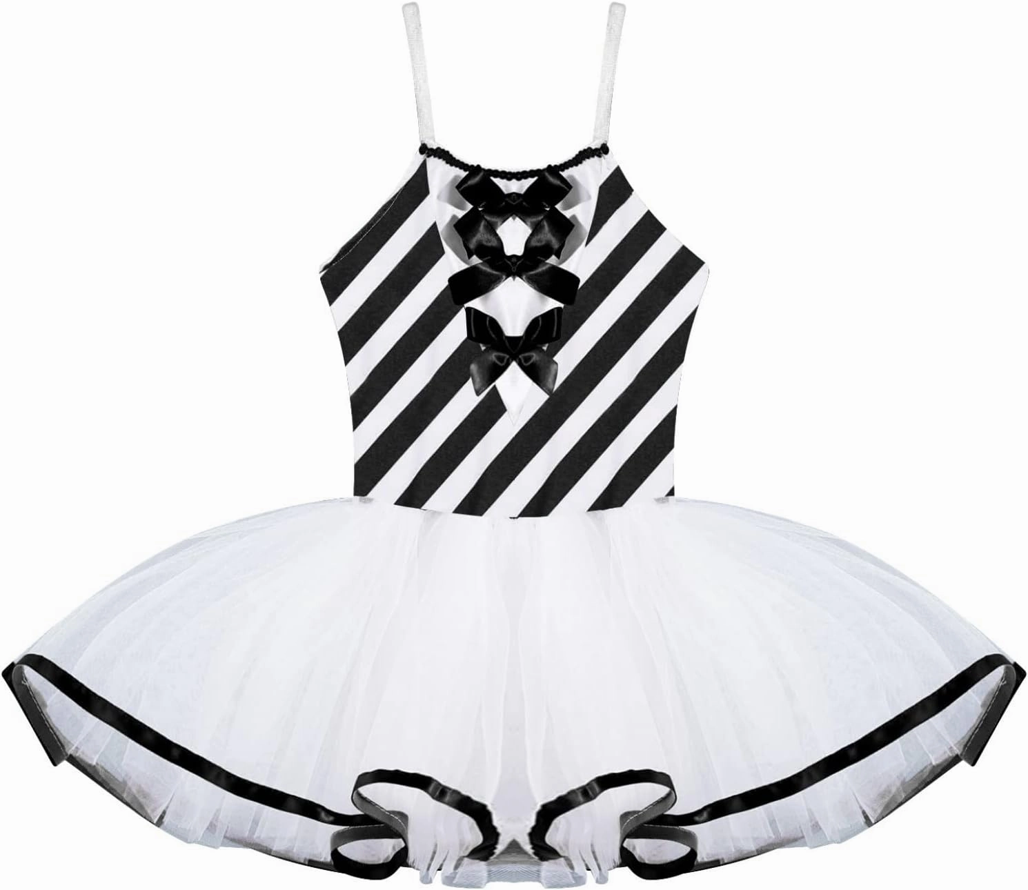 Yartina Kids Girls Christmas Mrs Santa Costume Sequins Striped Print Dance Tutu Leotard Dress Figure Ice Skating Outfits