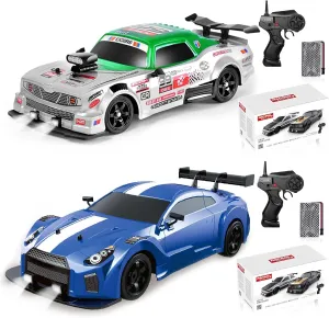 YUZ 2PCS Remote Control Car RC Drift Car 1/16 Scale 4WD 18KM/H High Speed RC Car 2.4GHz with LED Lights Spray Racing Toy Car for Adults Boys Girls Kids Birthday Rechargeable Batteries