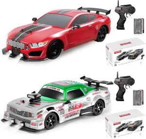 YUZ 2PCS Remote Control Car RC Drift Car 1/16 Scale 4WD 18KM/H High Speed RC Car 2.4GHz with LED Lights Spray Racing Toy Car for Adults Boys Girls Kids Birthday Rechargeable Batteries