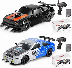 YUZ 2PCS Remote Control Car RC Drift Car 1/16 Scale 4WD 18KM/H High Speed RC Car 2.4GHz with LED Lights Spray Racing Toy Car for Adults Boys Girls Kids Birthday Rechargeable Batteries