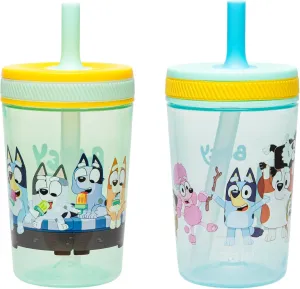 Zak Designs Bluey Kelso Toddler Cups For Travel or At Home, 15oz 2-Pack Durable Plastic Sippy Cups With Leak-Proof Design is Perfect For Kids (Bluey & Friends)