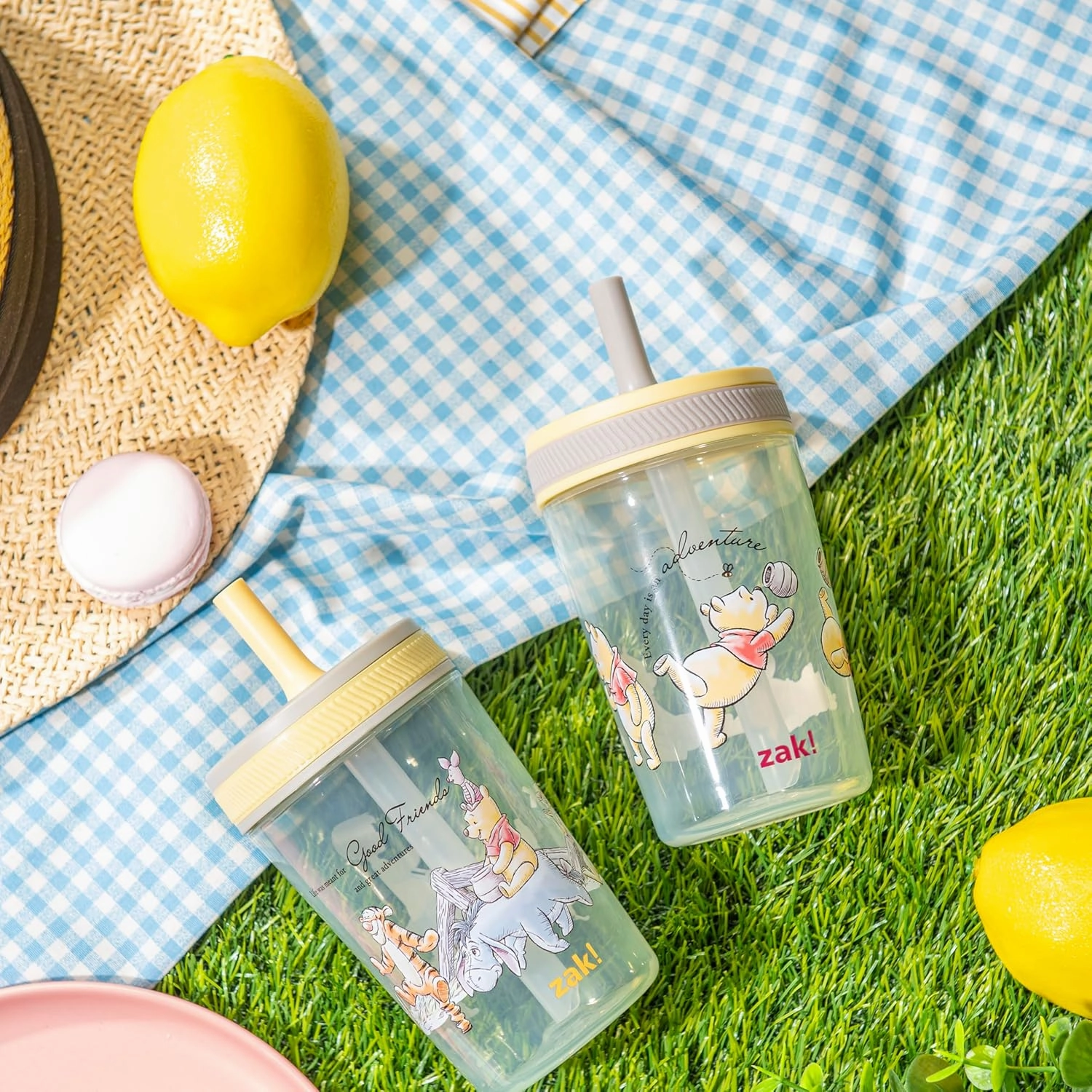 Zak Designs Disney Winnie the Pooh Kelso Toddler Cups For Travel or At Home, 15oz 2-Pack Durable Plastic Sippy Cups With Leak-Proof Design is Perfect For Kids (Winnie the Pooh & Friends)