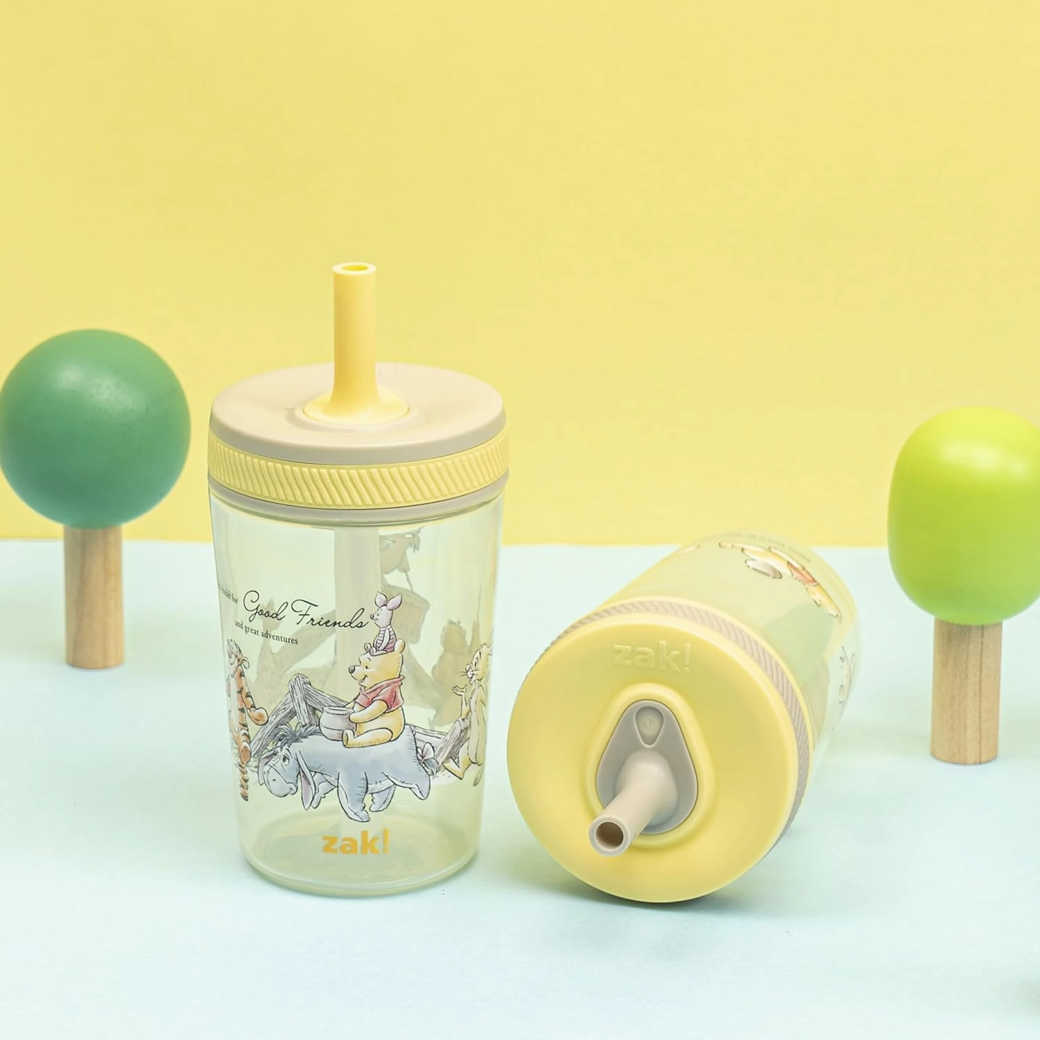 Zak Designs Disney Winnie the Pooh Kelso Toddler Cups For Travel or At Home, 15oz 2-Pack Durable Plastic Sippy Cups With Leak-Proof Design is Perfect For Kids (Winnie the Pooh & Friends)